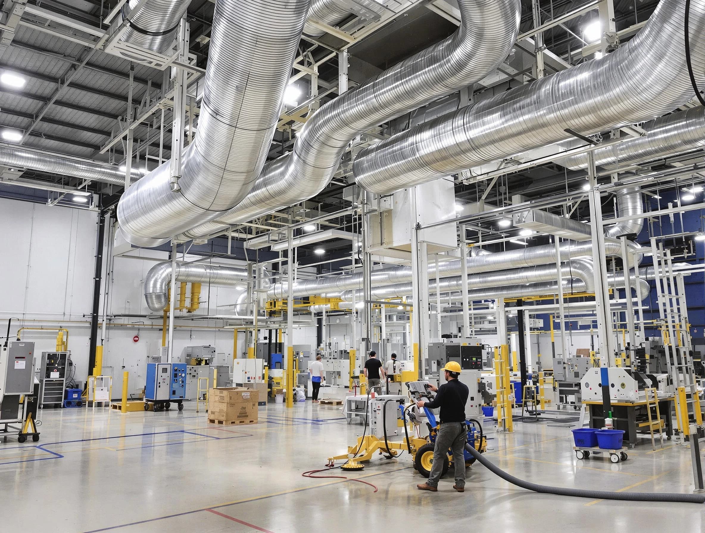 Maricopa Air Duct Cleaning team performing comprehensive industrial duct cleaning at a large facility in Maricopa