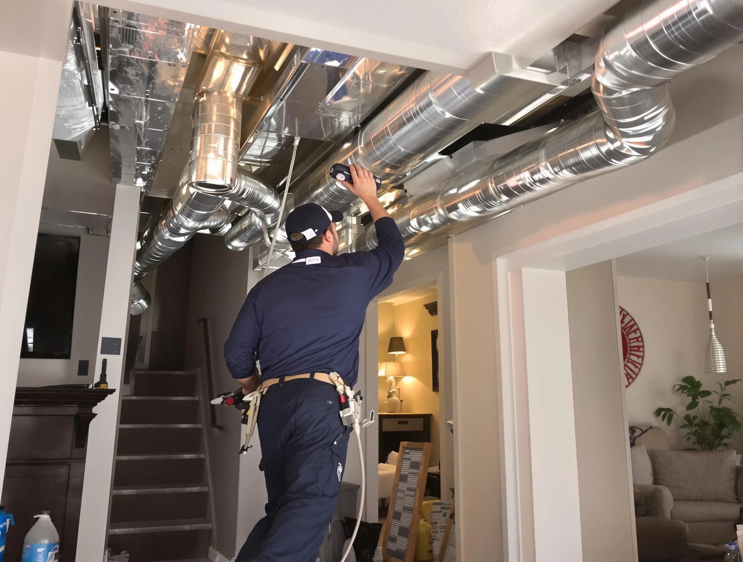 Maricopa Air Duct Cleaning expert performing specialized duct cleaning in a mobile home in Maricopa