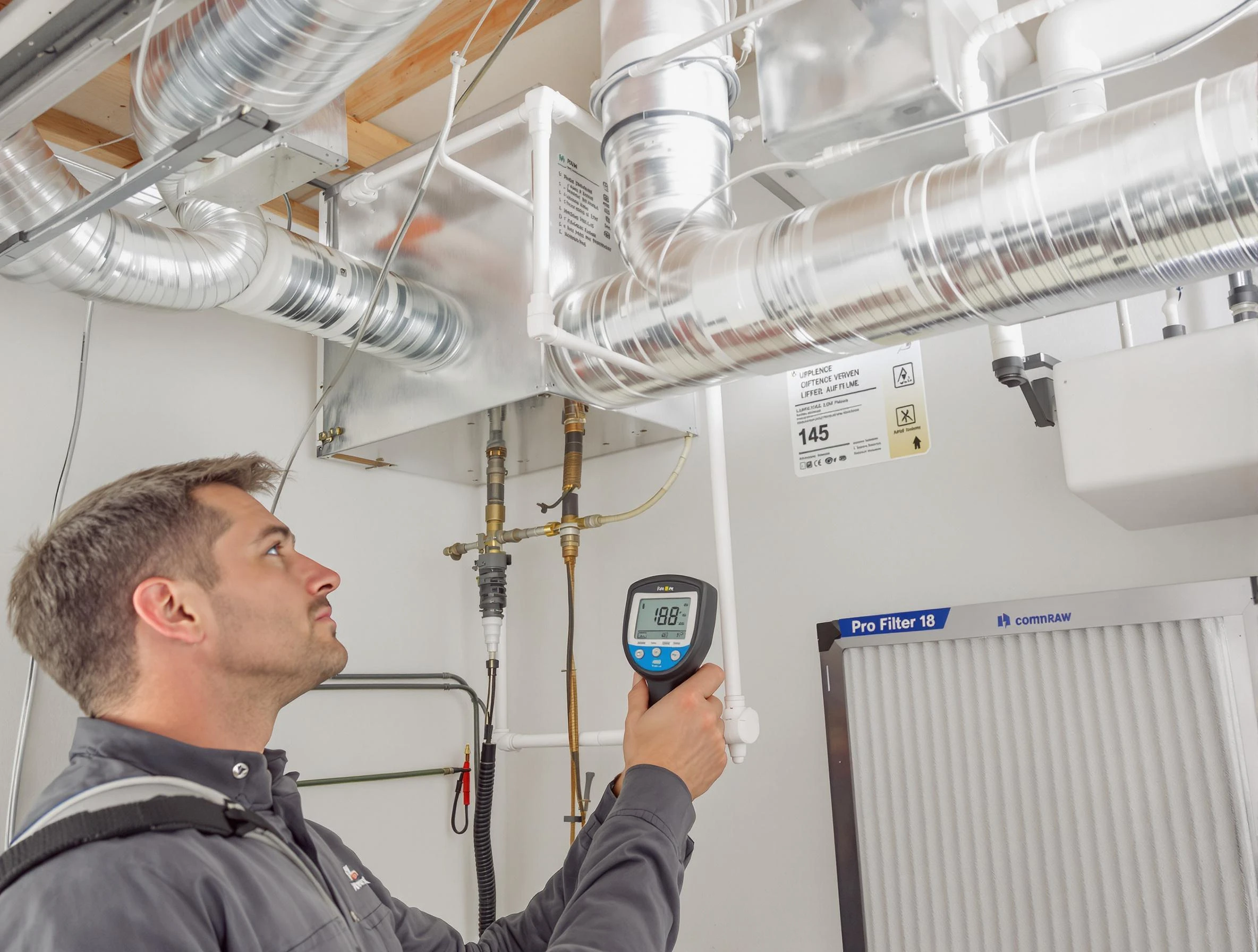 Maricopa Air Duct Cleaning expert conducting detailed filter system inspection using diagnostic tools in Maricopa